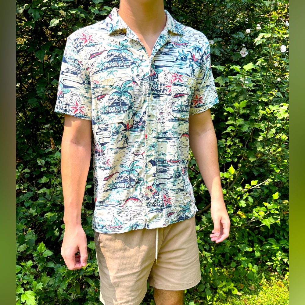 J.Crew men’s button down Hawaiian vintage tiki surf inspired shirt size M